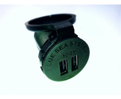 Doppel-USB-Einbausteckdose mit Schutzkappe, 12V/24V, 4,8A von Blue Sea
