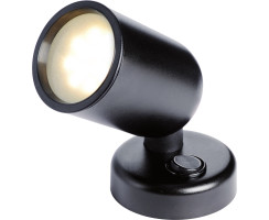 LED-Leuchte, schwenkbar, mit Schalter, schwarz,12/24V, warmweißes Licht