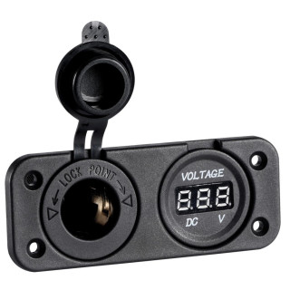 Voltmeter (8-32V) and Power Outlet w/ Lid and Frame (Flush Mount)