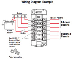 ST Blade Fuse Block, 6 Independent Circuits with Cover and Stickers