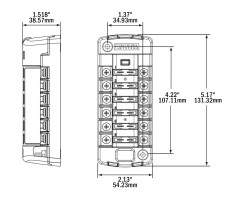 ST Blade Fuse Block, 6 Independent Circuits with Cover and Stickers