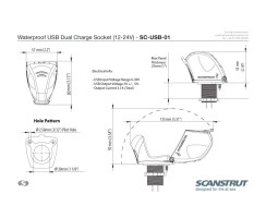 Wasserdichte (IPX4) Doppel-USB-Steckdose 12-24V