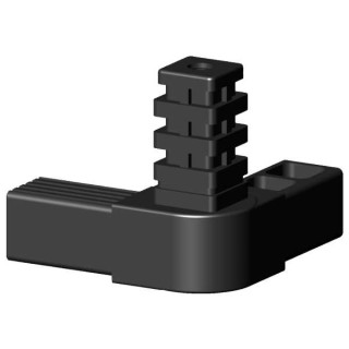 Connector, 3-arm with 24 teeth, hinge for sqare tube; Polyamid 6, black