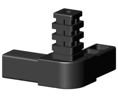 Connector, 3-arm with 24 teeth, hinge for sqare tube; Polyamid 6, black