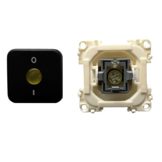 Schalter 2-polig 230V mit gelber LED Kontrollleuchte, Tiefe 25mm