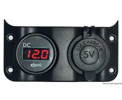 Voltmeter 3/30 V + double USB socket for Wave