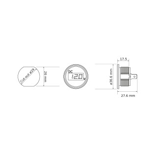 Wasserdichtes 12V Spannungsanzeige Panel-Meter LED Digital