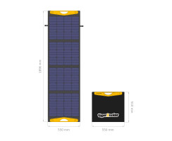 Solar bag 160Wp "big tiger 160/USB" with 2xUSB and cable set (12V/24V suitable, ETFE surface)