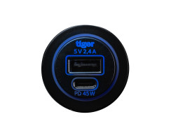 USB-Einbausteckdose 12V/24V, 2,4A, blau beleuchtet, 5,99 €