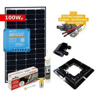 Solar Komplettset 100Wp für Camper & Wohnmobil (mit Victron Laderegler)