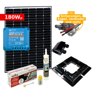 Solar Komplettset 180Wp für Camper & Wohnmobil  (mit Victron Laderegler)