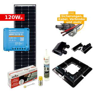 Solar Komplettset 120Wp für Camper & Wohnmobil