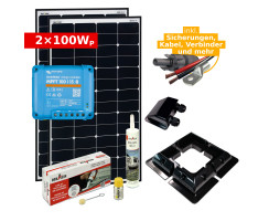 Complete Solar Kit  2x100Wp for RV, Camper Van, Boat