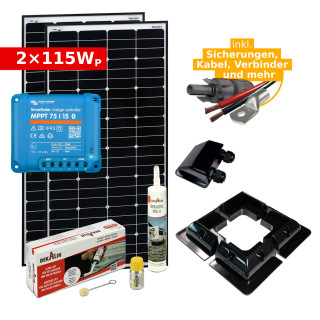 Solar Komplettset 2 x 115Wp für Camper & Wohnmobil