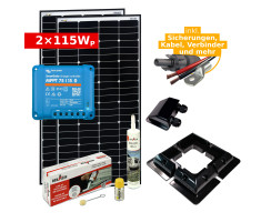 Complete Solar Kit 2 x 115Wp for RV, Camper Van, Boat